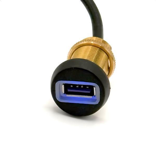 QC3 USB Threaded Barrel with LED USB-A Port and Cable Options — SitNCharge bar and restaurant USB charging