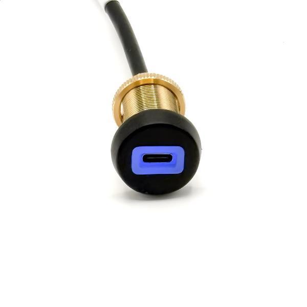 QC3 USB Threaded Barrel with USB-C Port LED — SitNCharge bar and restaurant USB charging